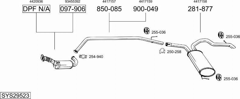 Bosal SYS29523 - Sistem de esapament - allinparts.ro