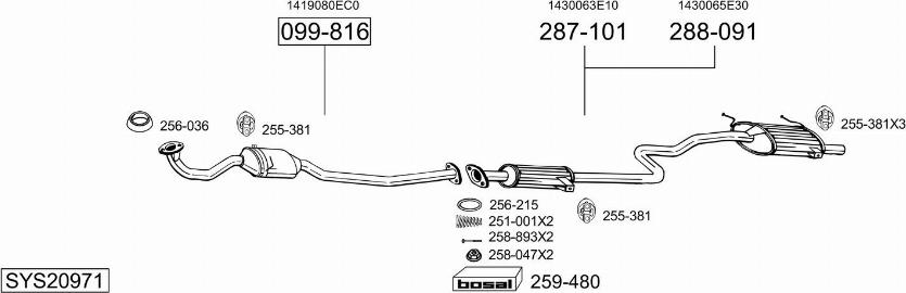 Bosal SYS20971 - Sistem de esapament allinparts.ro