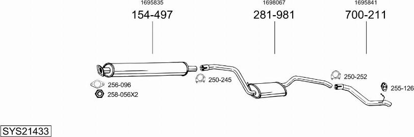 Bosal SYS21433 - Sistem de esapament allinparts.ro
