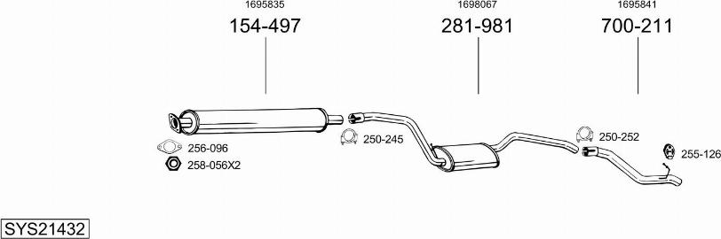 Bosal SYS21432 - Sistem de esapament allinparts.ro
