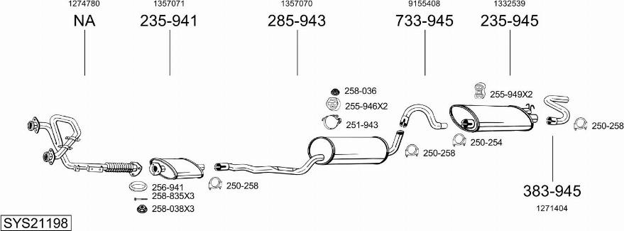 Bosal SYS21198 - Sistem de esapament - allinparts.ro
