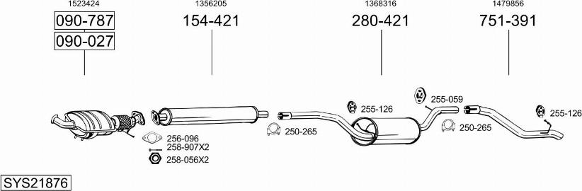 Bosal SYS21876 - Sistem de esapament - allinparts.ro