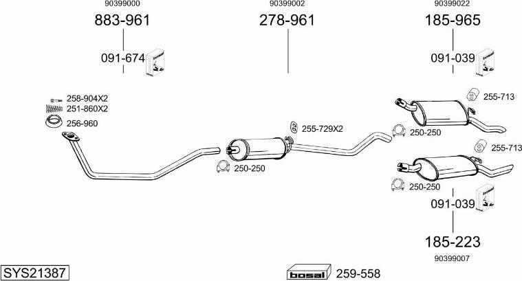 Bosal SYS21387 - Sistem de esapament - allinparts.ro