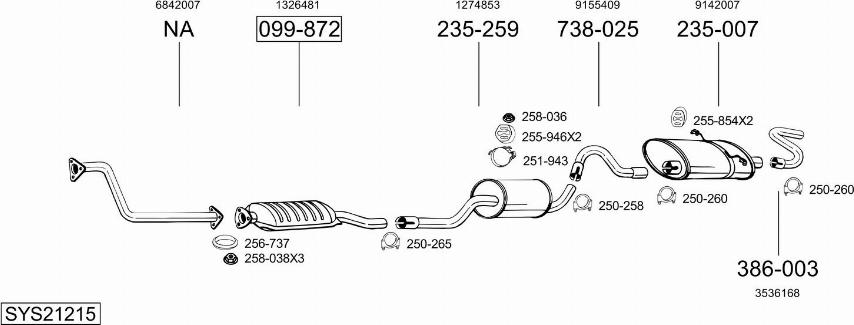 Bosal SYS21215 - Sistem de esapament allinparts.ro