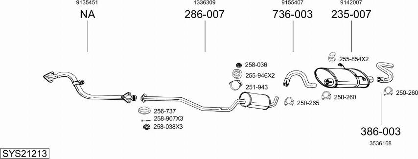 Bosal SYS21213 - Sistem de esapament - allinparts.ro