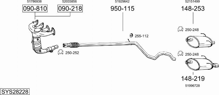 Bosal SYS28228 - Sistem de esapament allinparts.ro