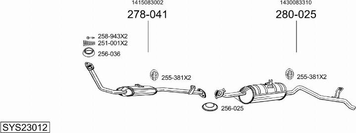Bosal SYS23012 - Sistem de esapament - allinparts.ro
