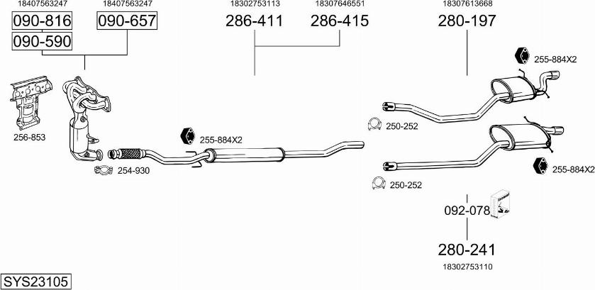 Bosal SYS23105 - Sistem de esapament allinparts.ro