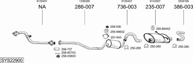 Bosal SYS22900 - Sistem de esapament - allinparts.ro