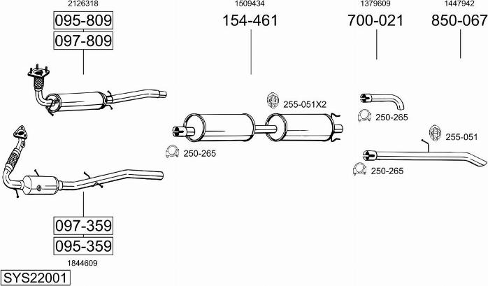 Bosal SYS22001 - Sistem de esapament allinparts.ro