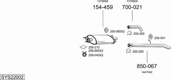 Bosal SYS22002 - Sistem de esapament - allinparts.ro