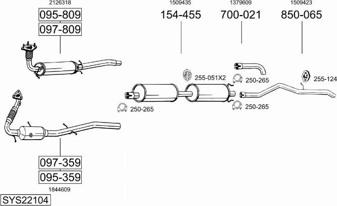 Bosal SYS22104 - Sistem de esapament - allinparts.ro