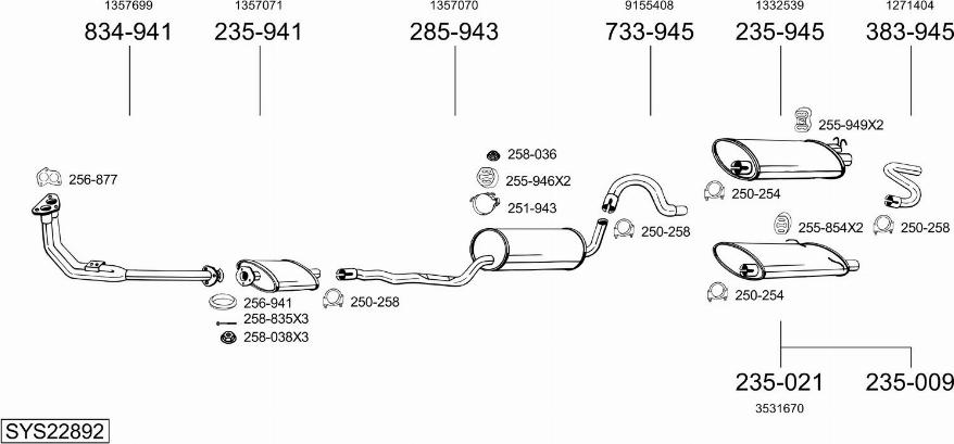 Bosal SYS22892 - Sistem de esapament - allinparts.ro