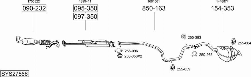 Bosal SYS27566 - Sistem de esapament - allinparts.ro
