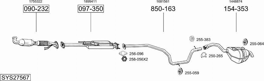 Bosal SYS27567 - Sistem de esapament - allinparts.ro