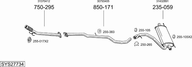 Bosal SYS27734 - Sistem de esapament - allinparts.ro