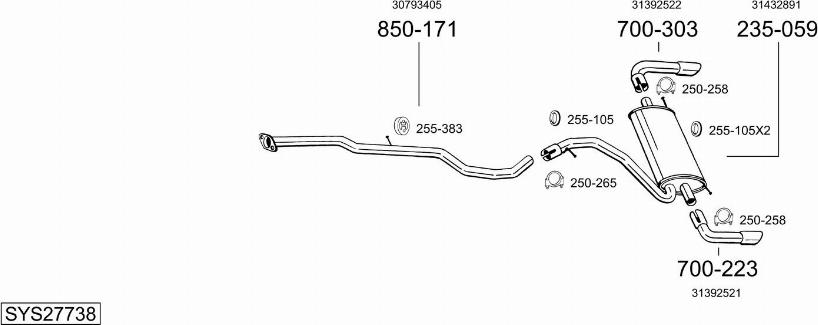 Bosal SYS27738 - Sistem de esapament - allinparts.ro