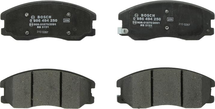 BOSCH 0 986 494 250 - Set placute frana,frana disc allinparts.ro