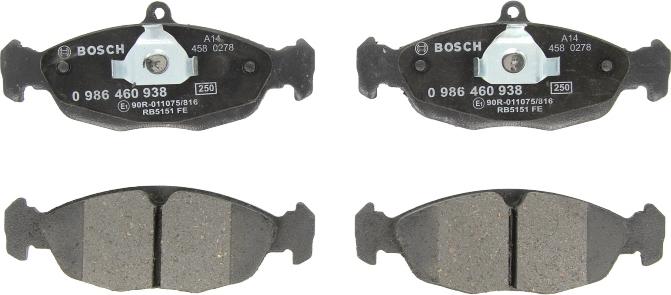 BOSCH 0 986 460 938 - Set placute frana,frana disc allinparts.ro