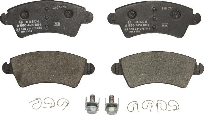 BOSCH 0 986 424 801 - Set placute frana,frana disc allinparts.ro