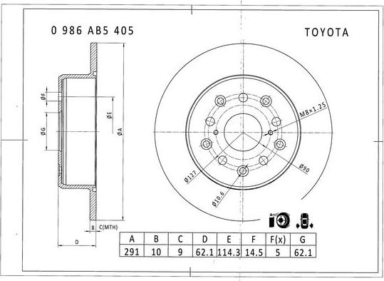 BOSCH 0 986 AB5 405 - Disc frana - allinparts.ro