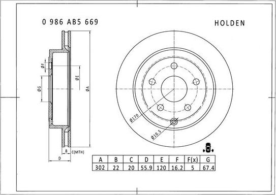 BOSCH 0 986 AB5 669 - Disc frana allinparts.ro