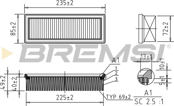 Bremsi FA1640 - Filtru aer - allinparts.ro