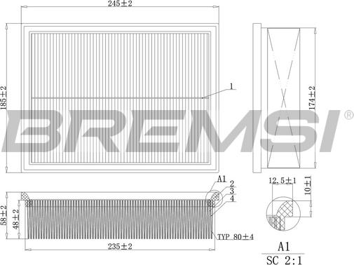 Bremsi FA2125 - Filtru aer - allinparts.ro