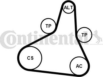 CONTINENTAL 6PK1073 EXTRA K1 - Set curea transmisie cu caneluri allinparts.ro