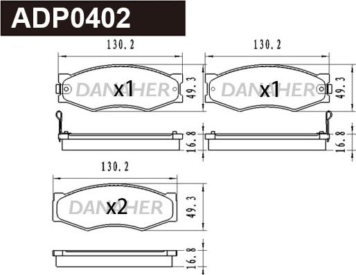 Danaher ADP0402 - Set placute frana,frana disc allinparts.ro