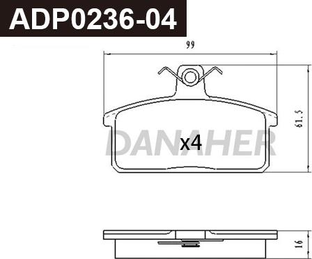Danaher ADP0236-04 - Set placute frana,frana disc - allinparts.ro