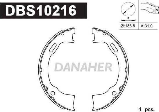 Danaher DBS10216 - Set saboti frana, frana de mana - allinparts.ro