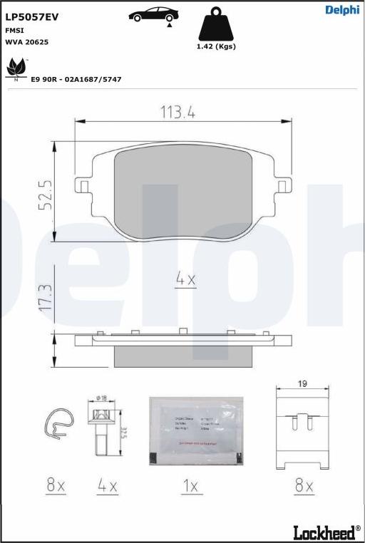 Delphi LP5057EV - Set placute frana,frana disc allinparts.ro