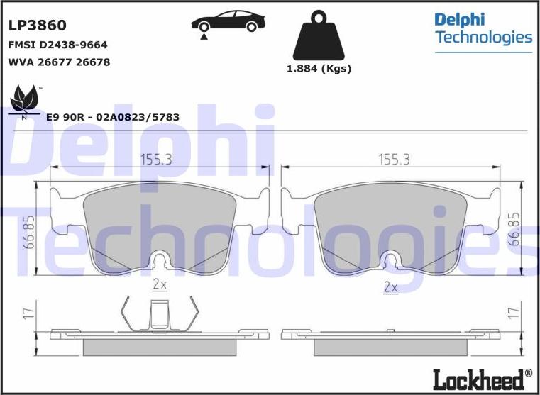 Delphi LP3860 - Set placute frana,frana disc - allinparts.ro