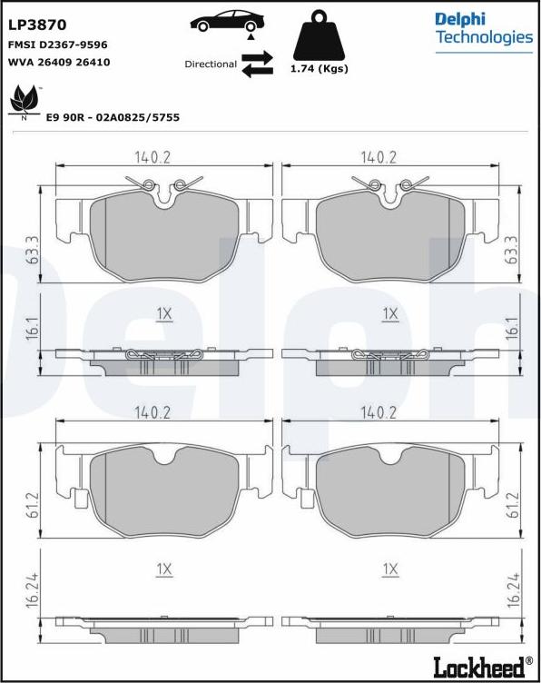 Delphi LP3870 - Set placute frana,frana disc - allinparts.ro