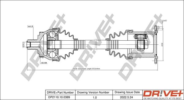 Dr!ve+ DP2110.10.0389 - Arbore, diferential - allinparts.ro