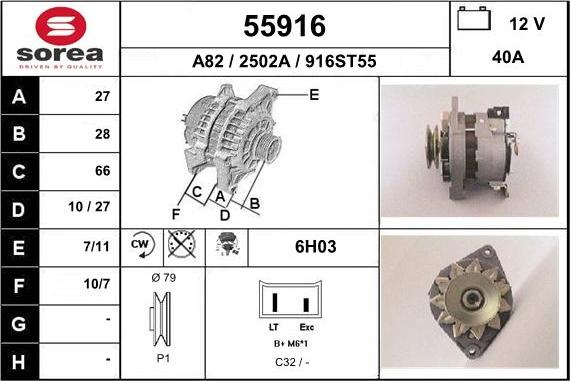 EAI 55916 - Generator / Alternator allinparts.ro
