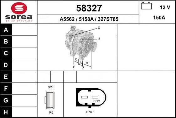 EAI 58327 - Generator / Alternator - allinparts.ro
