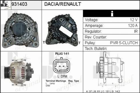 EDR 931403 - Generator / Alternator allinparts.ro