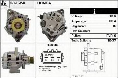 EDR 933658 - Generator / Alternator allinparts.ro