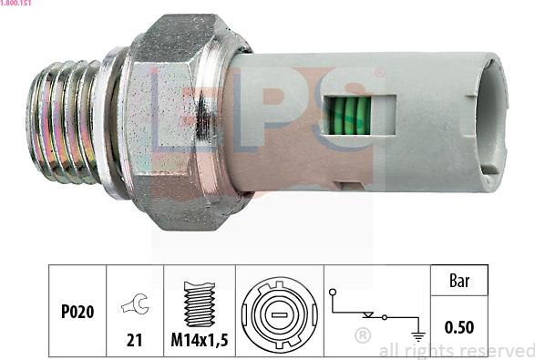 EPS 1.800.151 - Senzor,presiune ulei - allinparts.ro