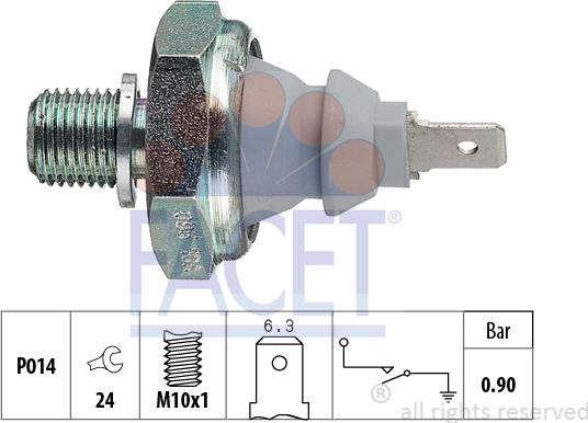 FACET 7.0095 - Senzor,presiune ulei allinparts.ro
