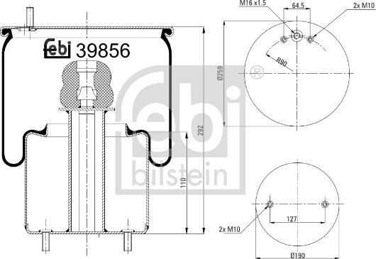 FEBI Bilstein 39856 - Burduf, suspensie pneumatica allinparts.ro
