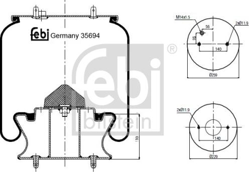 FEBI Bilstein 35694 - Burduf, suspensie pneumatica allinparts.ro