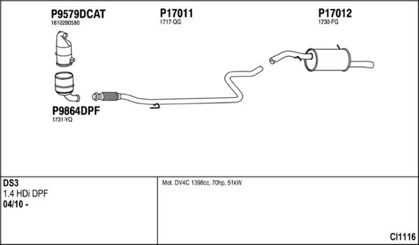 Fenno CI1116 - Sistem de esapament - allinparts.ro