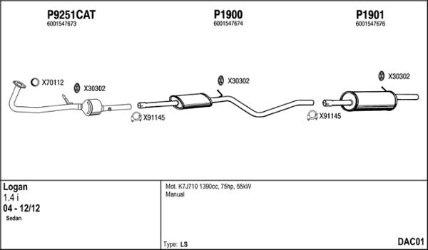 Fenno DAC01 - Sistem de esapament - allinparts.ro