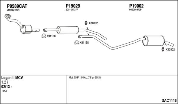Fenno DAC1116 - Sistem de esapament - allinparts.ro