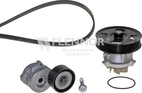 Flennor FP06PK1310 - Pompa apa + Set curea transmisie cu caneluri - allinparts.ro