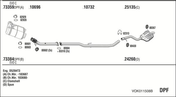 Fonos VOK011508B - Sistem de esapament - allinparts.ro