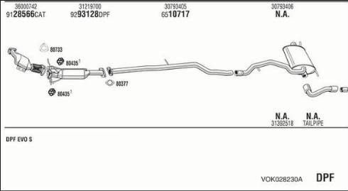 Fonos VOK028230A - Sistem de esapament - allinparts.ro